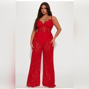 Red lace jumpsuit